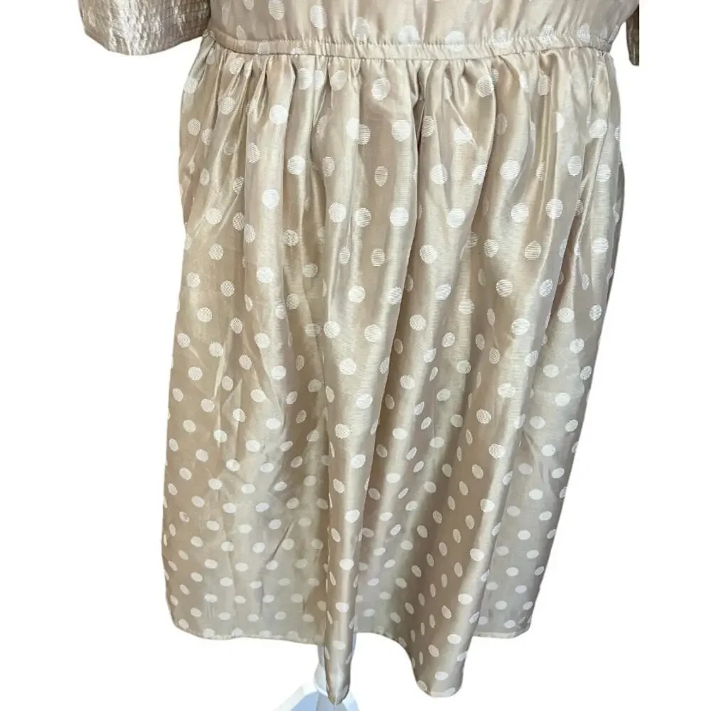 En Saison tan polka dot babydoll Minidress Desiree Organza  New wedding neutral - Picture 5 of 13